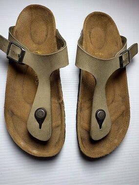 Birkenstock Taupe T‑Strap Comfort Sandals